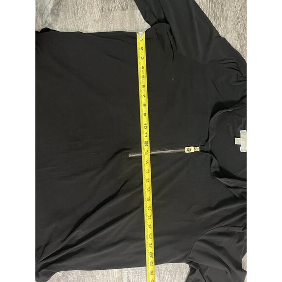 Michael Kors Womens 3XL Black Zip Front Roll Tab Sleeve Blouse Top Lightweight - Picture 7 of 8